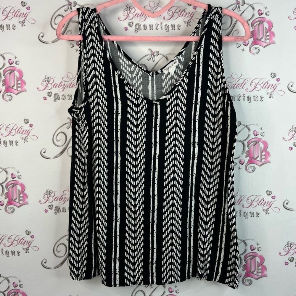 Tribal tank top Aztec boho stripes Black and White Patterned Women's Top